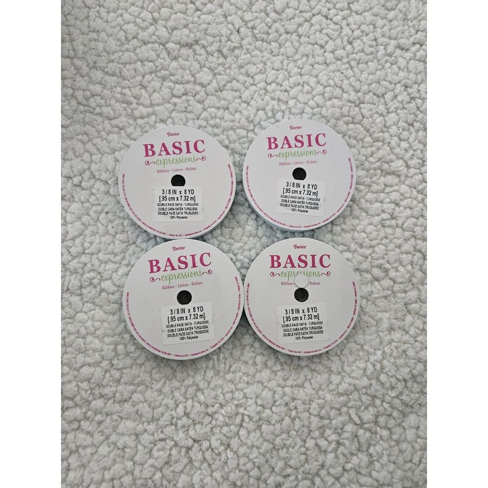 Darice Basic Expressions Ribbon Double‎ Face Satin Turquoise 3/8 in 8 Yards